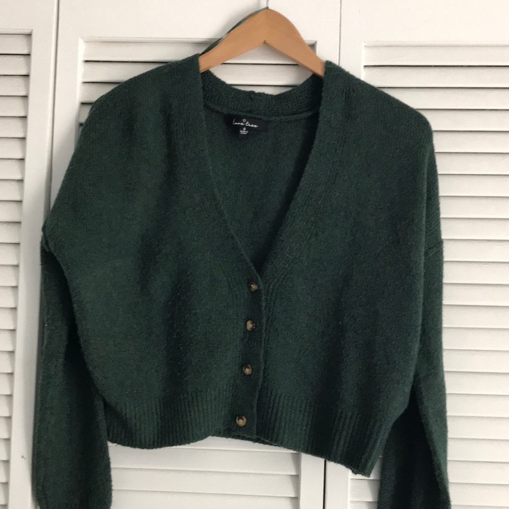 Love tree Green Button-Up Women Sweater.SZ S